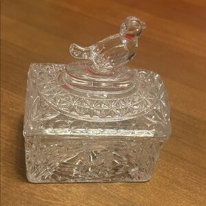 HOFBAUER BYRDES BIRD GERMAN CRYSTAL SMALL RECTANGLE TRINKET/CANDY DISH